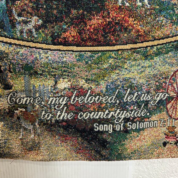 Thomas Kinkade Wall Hanging Tapestry Country Memories Song of Solomon Horses Rod - Picture 3 of 11